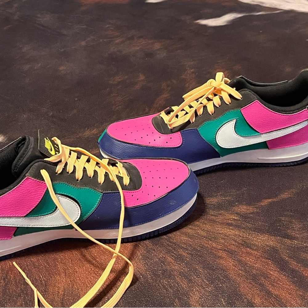 Nike Air Force 1/1 Black Multi-Color  Pink Green